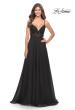 Picture of: A-line Gown with Sheer Floral Embellished Bodice in Jewel Tones in Black, Style: 30639, Detail Picture 6