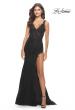 Picture of: Lace Dress with High Side Slit and V Neckline in Black, Style: 30767, Detail Picture 6