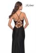 Picture of: Drape Neckline Jeweled Jersey Prom Dress with High Slit in Black, Style: 31221, Detail Picture 6