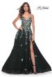 Picture of: Gorgeous Sequin Floral Lace Applique A-Line Tulle Prom Dress in Black, Style: 32023, Detail Picture 6