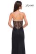 Picture of: Strapless Jersey Dress with Rhinestone Neckline and Slit Detail in Black , Style 32825, Detail Picture 6
