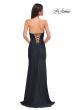 Picture of: Strapless Jersey Dress with Lace Up Back and Rhinestone Neckline in Black , Style 32931, Detail Picture 6