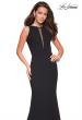 Picture of: High Neckline Jersey Prom Dress with Open Back in Black, Style: 27124, Detail Picture 7