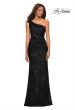 Picture of: One Shoulder Gown in Elegant Soft Sequin Fabric in Black, Detail Picture 7