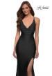 Picture of: V Neck Jersey Fitted Prom Dress with Tie Up Back in Black, Style 29785, Detail Picture 7