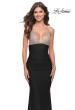 Picture of: Ruched Prom Dress with Sheer Rhinestone Bodice in Black, Style: 31337, Detail Picture 7