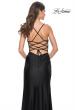 Picture of: Jersey Dress with Ruched Waist and Lace Up Back in Black, Style: 31987, Detail Picture 7