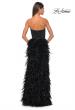 Picture of: Feather Prom Gown with High Slit and Full Rhinestone Strapless Bodice in Black, Style: 32165, Detail Picture 7