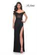 Picture of: Off the Shoulder Rhinestone Fishnet Gown with Lace Details in Black, Style: 32116, Detail Picture 14