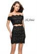 Picture of: Lace Two Piece Dress Set with Off the Shoulder Top in Black Nude, Style: 26666, Main Picture