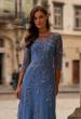 Picture of: Beaded Lace Applique Dress with Tulle Skirt and Illusion Sleeves in Blue, Style: 32612, Detail Picture 1