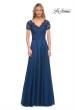 Picture of: Long Chiffon Dress with Lace Bodice and Pockets in Midnight Blue, Style: 27098, Detail Picture 4