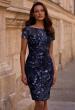 Picture of: Short Beaded Lace Dress with Illusion Top and Sleeves, Style: 29959, Main Picture