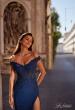 Picture of: Off the Shoulder Rhinestone Fishnet Gown with Lace Details in Blue, Style: 32116, Main Picture