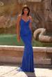 Picture of: Rhinestone Embellished Ruched Prom Dress with Draped Neckline in Blue, Style: 32327, Main Picture