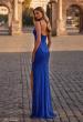 Picture of: Corset Rhinestone Fishnet Long Dress with Boning Detail in Blue, Style: 32038, Back Picture