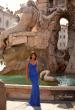 Picture of: Rhinestone Embellished Ruched Prom Dress with Draped Neckline in Blue, Style: 32327, Detail Picture 1