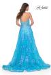 Picture of: Sequin Lace Print Tulle A-Line Prom Dress with Illusion Bodice in Blue, Style: 32223, Detail Picture 7