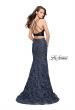 Picture of: Two Piece Mermaid Prom Dress with Vegan Leather Top in Blue Multi, Style: 25602, Back Picture