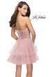 Picture of: Short Homecoming Dress with Tiered Tulle Skirt in Blush, Style: 26654, Back Picture