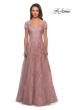 Picture of: Long A-Line Evening Dress with Short Sleeves in Blush, Main Picture