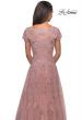 Picture of: Long A-Line Evening Dress with Short Sleeves in Blush, Detail Picture 2