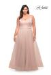 Picture of: Long Plus Size Gown with Tulle Skirt and Satin Top in Blush, Style: 29072, Detail Picture 1