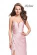Picture of: Long Strapless Satin Prom Dress with Side Ruching in Blush, Style: 26017, Main Picture