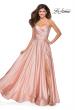Picture of: Strapless Satin Gown with Pleated Bodice and Slit in Blush, Style: 28608, Main Picture