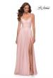 Picture of: Metallic Crepe Chiffon Gown with Ruching and Full Skirt in Blush, Style 29775, Main Picture