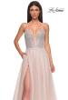 Picture of: Prom Gown with Rhinestone Tulle and Illusion Corset Bodice in Blush , Style 32725, Detail Picture 10