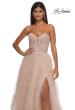 Picture of: Soft Ruffle Tulle Gown with an Illusion Corset Style Top in Blush , Style: 32528, Detail Picture 11