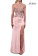 Picture of: Strapless Embellished Corset Gown with High Slit and Lace-Up Back in Blush, Style: 33761, Detail Picture 13