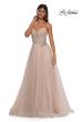 Picture of: Strapless A-line Tulle Dress with Floral Waist Detail in Blush, Style: 32789, Detail Picture 16