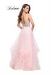 Picture of: Prom Dress with Tulle Skirt and Lace Beaded Bodice in Blush, Style: 25639, Back Picture
