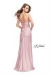Picture of: Long Strapless Satin Prom Dress with Side Ruching in Blush, Style: 26017, Back Picture