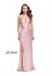 Picture of: Long Strapless Satin Prom Dress with Side Ruching in Blush, Style: 26017, Detail Picture 1