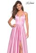 Picture of: Long Satin Formal Gown with Leg Slit and Strappy Back in Blush, Style: 26994, Detail Picture 1