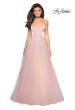 Picture of: Tulle evening Gown with Satin Bust and V Shaped Back in Blush, Style: 27485, Detail Picture 1