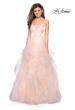 Picture of: Cascading Tulle Gown with Satin Top and V Back in Blush, Style: 27502, Detail Picture 2