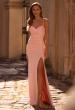 Picture of: Pastel Prom Dress with Metallic Fabric and Lace Up Back in Blush , Style: 32964, Detail Picture 1