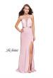Picture of: Form Fitting Gown with Metallic Embellishments and Slit in Blush, Style: 25508, Detail Picture 2
