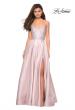 Picture of: Long Mikado Gown with Rhinestone Bodice and Slit in Blush, Style: 27634, Detail Picture 2