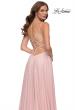 Picture of: Metallic Crepe Chiffon Gown with Ruching and Full Skirt in Blush, Style 29775, Detail Picture 2