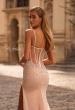 Picture of: Fitted Net Dress with Rhinestones and U Slit in Blush , Style 32840, Detail Picture 2