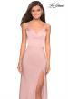 Picture of: Form Fitting Prom Dress with Slit and Beaded Straps in Blush, Style: 27519, Detail Picture 3