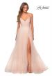 Picture of: Tulle A-line Dress with Patterned Rhinestone Bodice in Blush, Style: 28511, Detail Picture 3