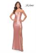 Picture of: Fitted Liquid Jersey Dress with High Slit and Open Back in Blush, Style: 31208, Style: 31208