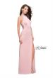 Picture of: Jersey Prom Gown with Metallic Beading and Leg Slit in Blush, Style: 25767, Detail Picture 2