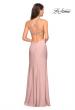 Picture of: Form Fitting Prom Dress with Slit and Beaded Straps in Blush, Style: 27519, Detail Picture 4